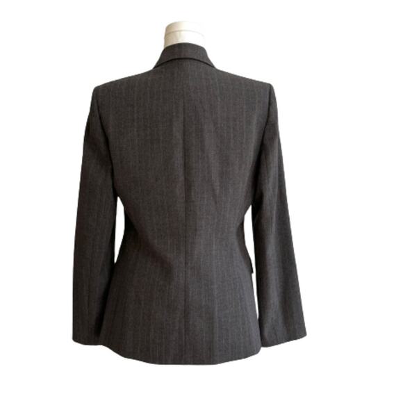 Evan Picone Suit Blazer Gray Pinstripe Faux Flap Pockets Blazer Jacket Size 6 - Picture 4 of 13